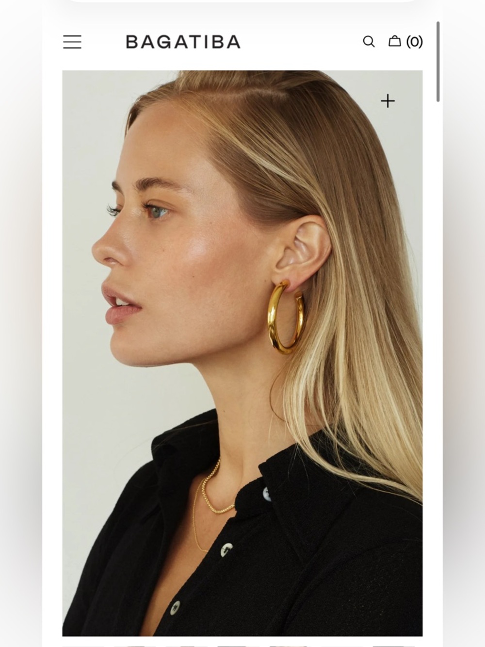 Bagatiba Polished Gold Hollow Hoops Earrings